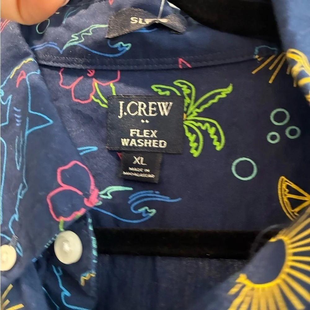 J.Crew men’s summer print navy button down short sleeve xl